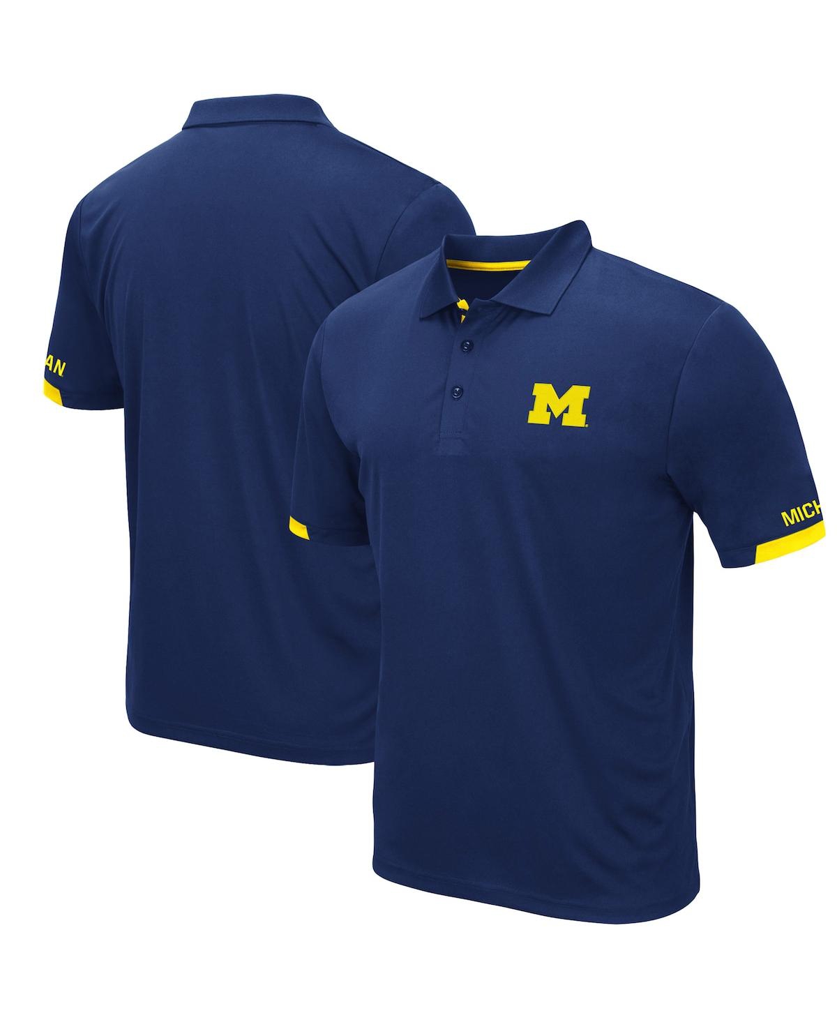 Men's Colosseum Navy Michigan Wolverines Logo Santry Polo Shirt - Navy