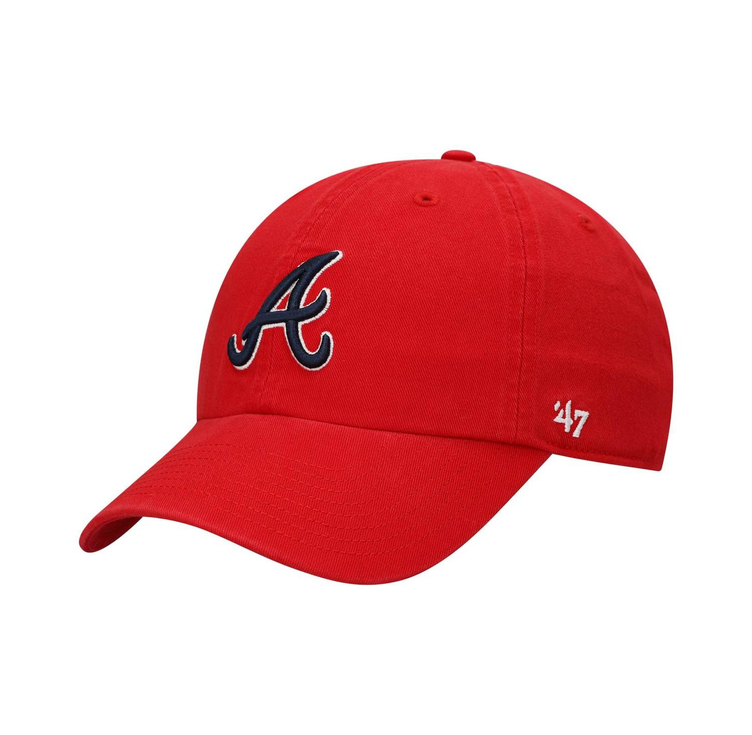 Men's '47 Red Atlanta Braves Team Clean Up Adjustable Hat
