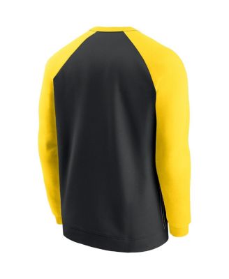 Men's Black, Gold Pittsburgh Steelers Historic Raglan Crew Performance Sweater