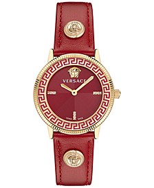 Women's Swiss V-Tribute Red Leather Strap Watch 36mm