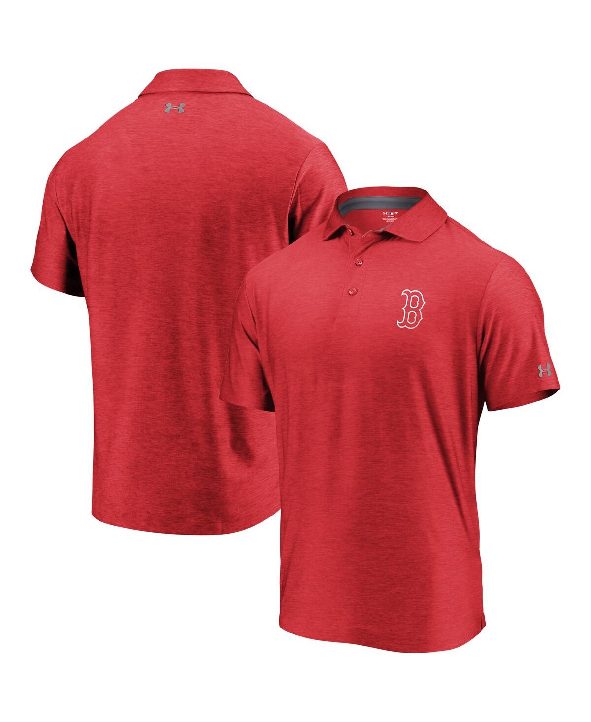 Shop Under Armour Men's  Red Boston Red Sox Playoff Outline Left Chest Performance Polo
