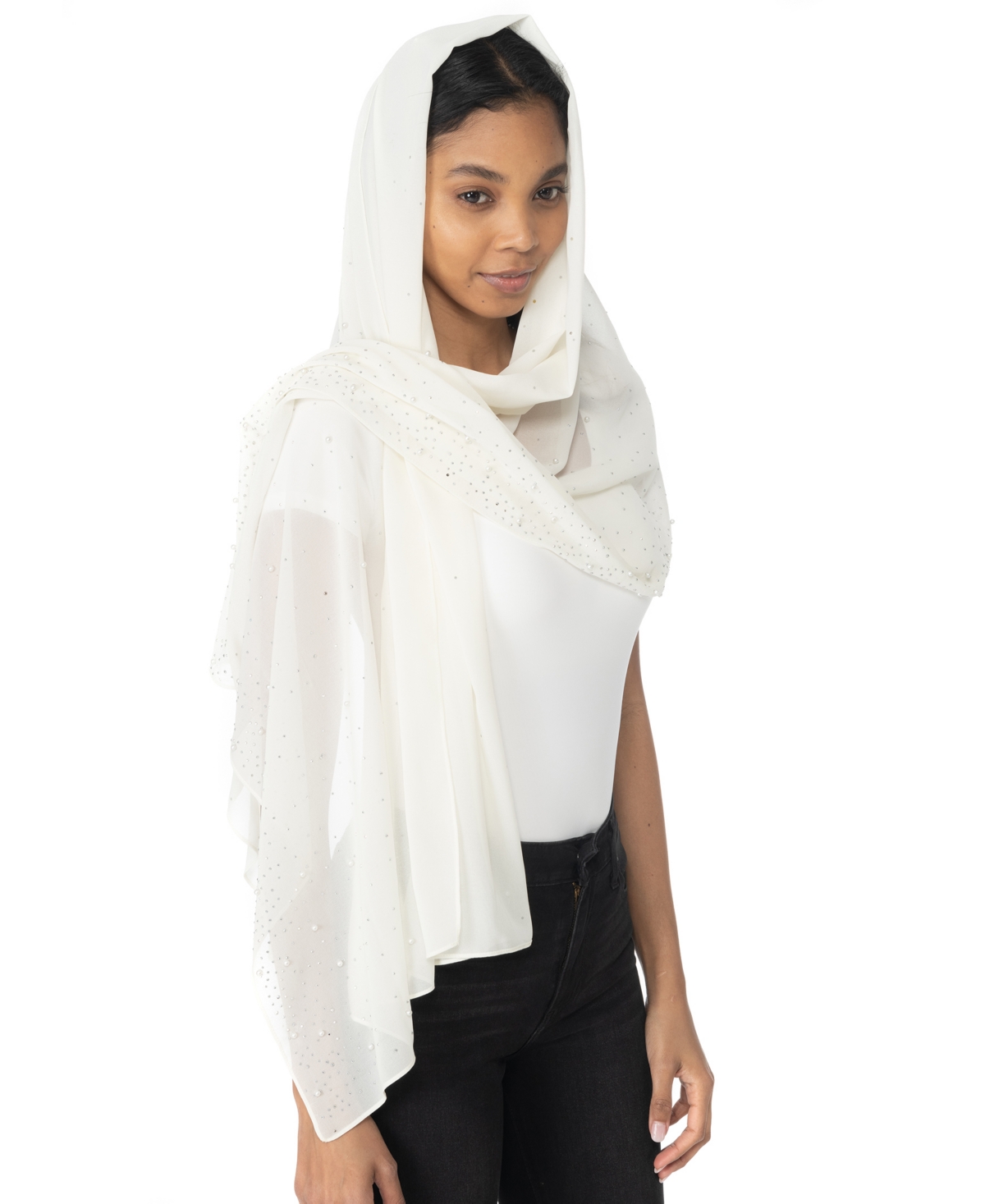 Inc International Concepts Embellished Wrap Scarf, Created For Macy's In Ivory