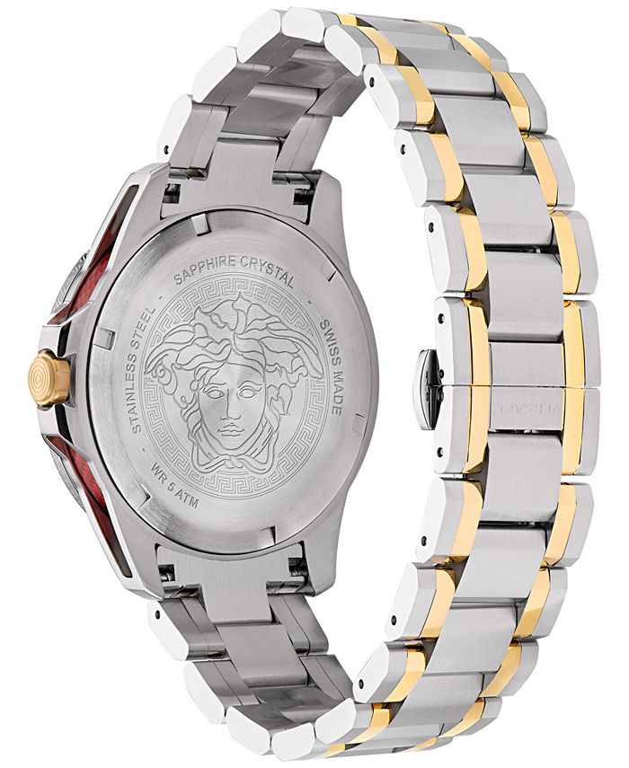 Versace Men's Swiss Sport Tech GMT Two Tone Stainless Steel Bracelet