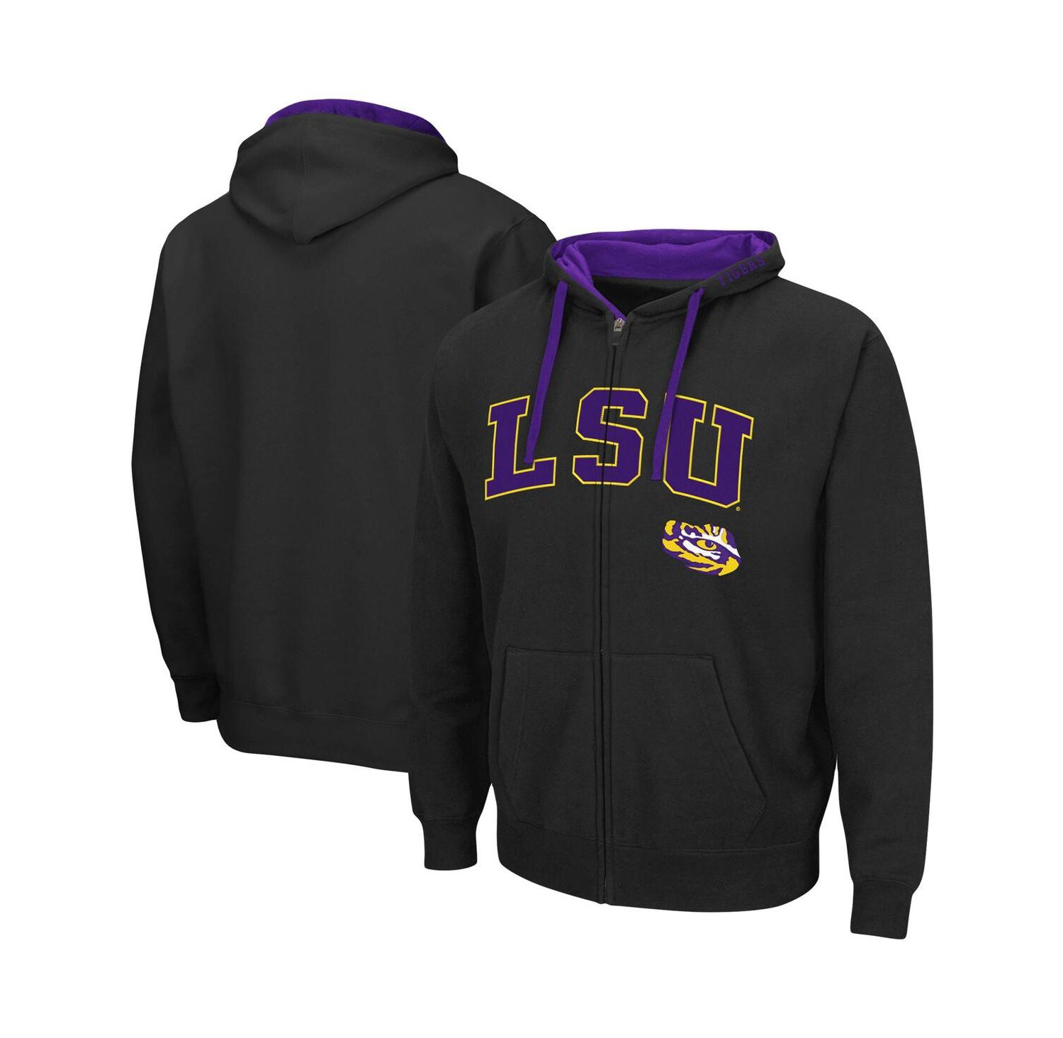 Men's Black LSU Tigers Big and Tall Full-Zip Hoodie