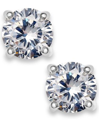 Charter Club - Fine Silver Plate Cubic Zirconia Round Stud Earrings