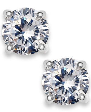 image of Charter Club Silver-Tone Cubic Zirconia Round Stud Earrings