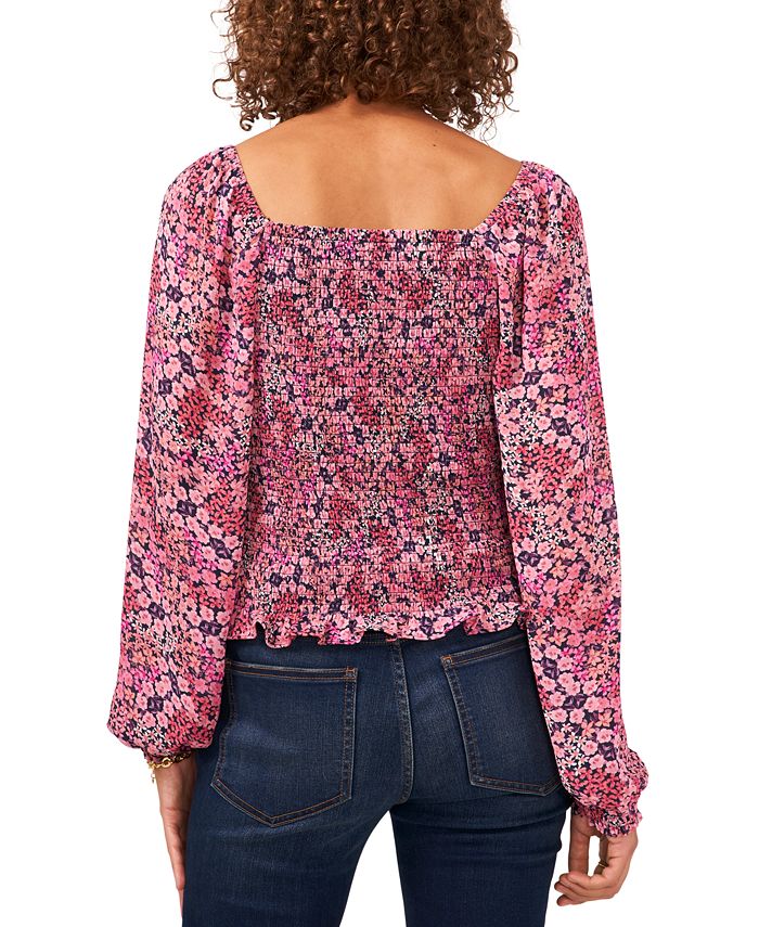 Vince Camuto Meadow Medley Smocked Top & Reviews - Tops - Women - Macy's