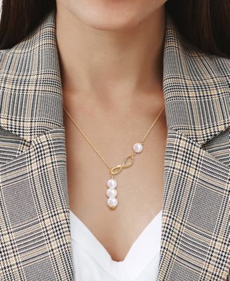 Cultured Freshwater Pearl (8-9mm) Infinity 18" Lariat Necklace in 18k Gold-Plated Sterling Silver