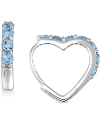 Macy's - Amethyst Small Heart Hoop Earrings (1/2 ct. t.w.) in 14k Rose Gold, 0.5" (Also in Swiss Blue Topaz)