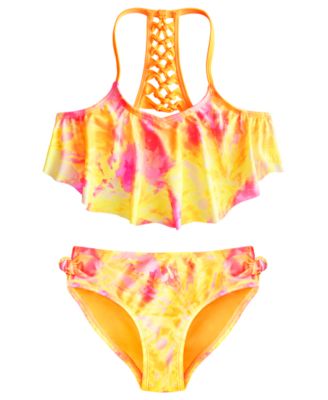 Breaking Waves - Big Girls 2-Pc. Tie Dye Burst Flounce Swimsuit