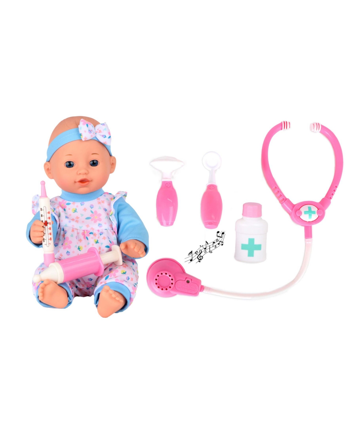 Ozbozz Dream Collection Toy Baby Doll With Medical Set In Gift Box, 12" In Multi