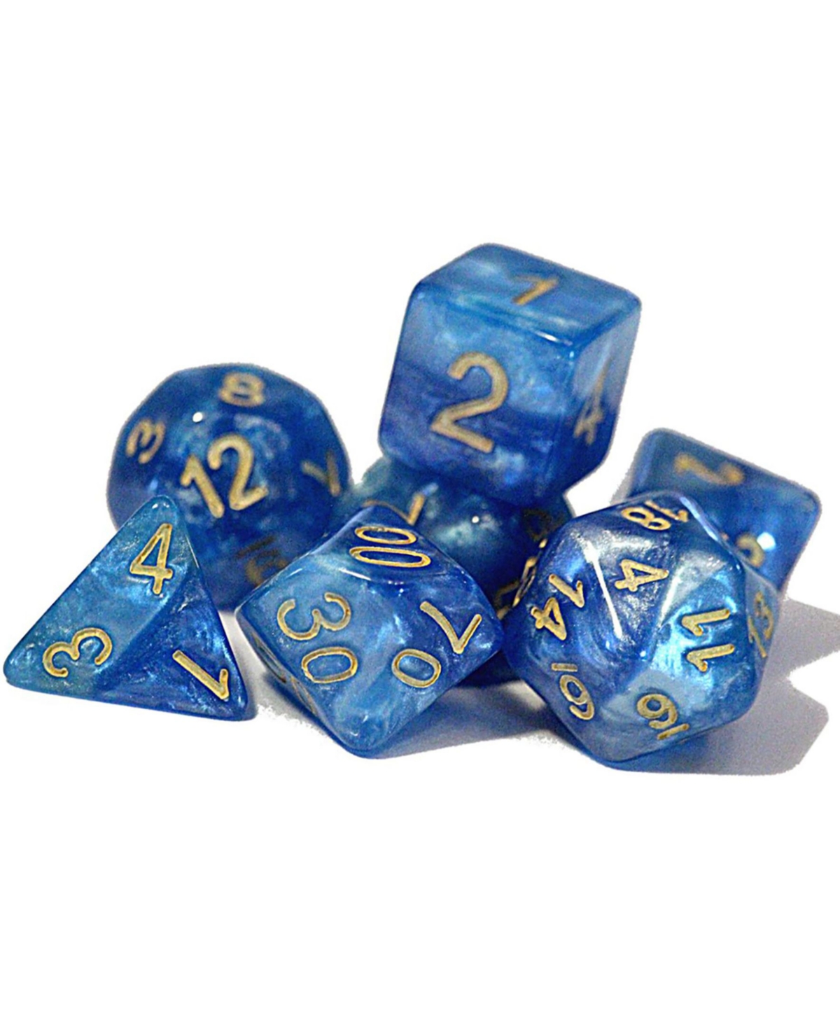 Flat River Group Sky Current Halfsies Dice Layered Dice With Upgraded Dice Case, 7 Piece In Multi