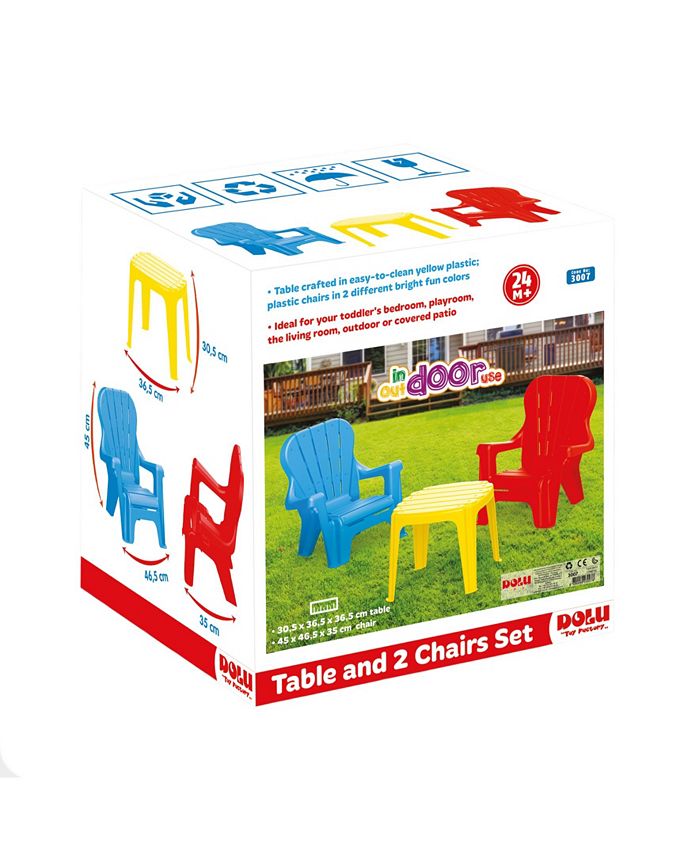 Diggin Active Dolu Toys Children's Plastic Table and Chairs Set, 3