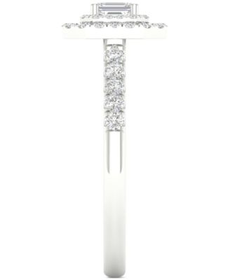 Diamond Emerald-Cut Double Halo Engagement Ring (1/2 ct. t.w.) in 14k White Gold