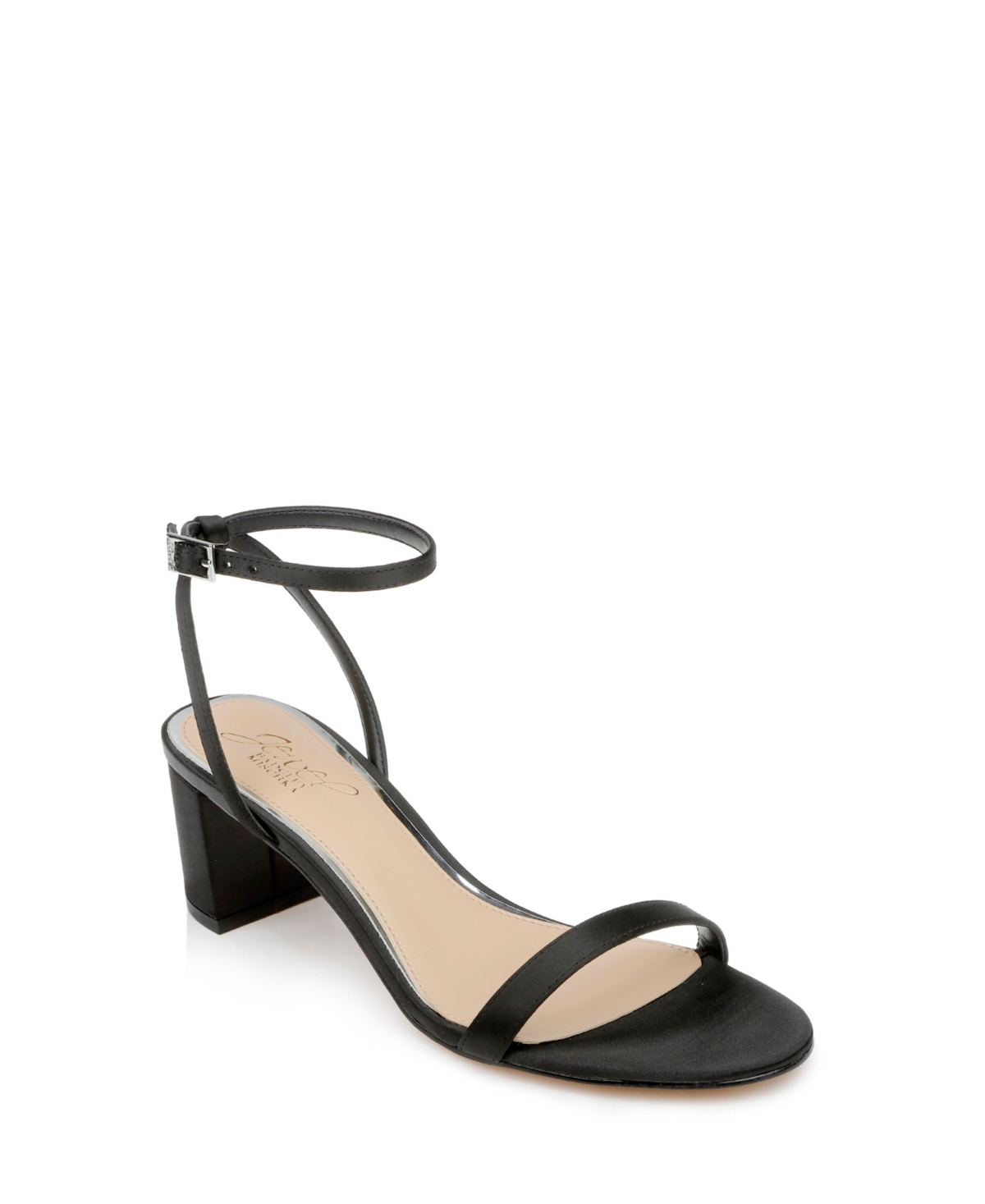 Jewel Badgley Mischka Danni Ii Ankle Strap Sandal In Black Satin