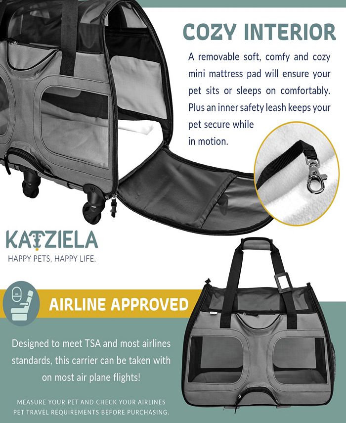 Katziela Luxury Rider Removable Wheeled Pet Carrier & Reviews Travel Accessories Luggage