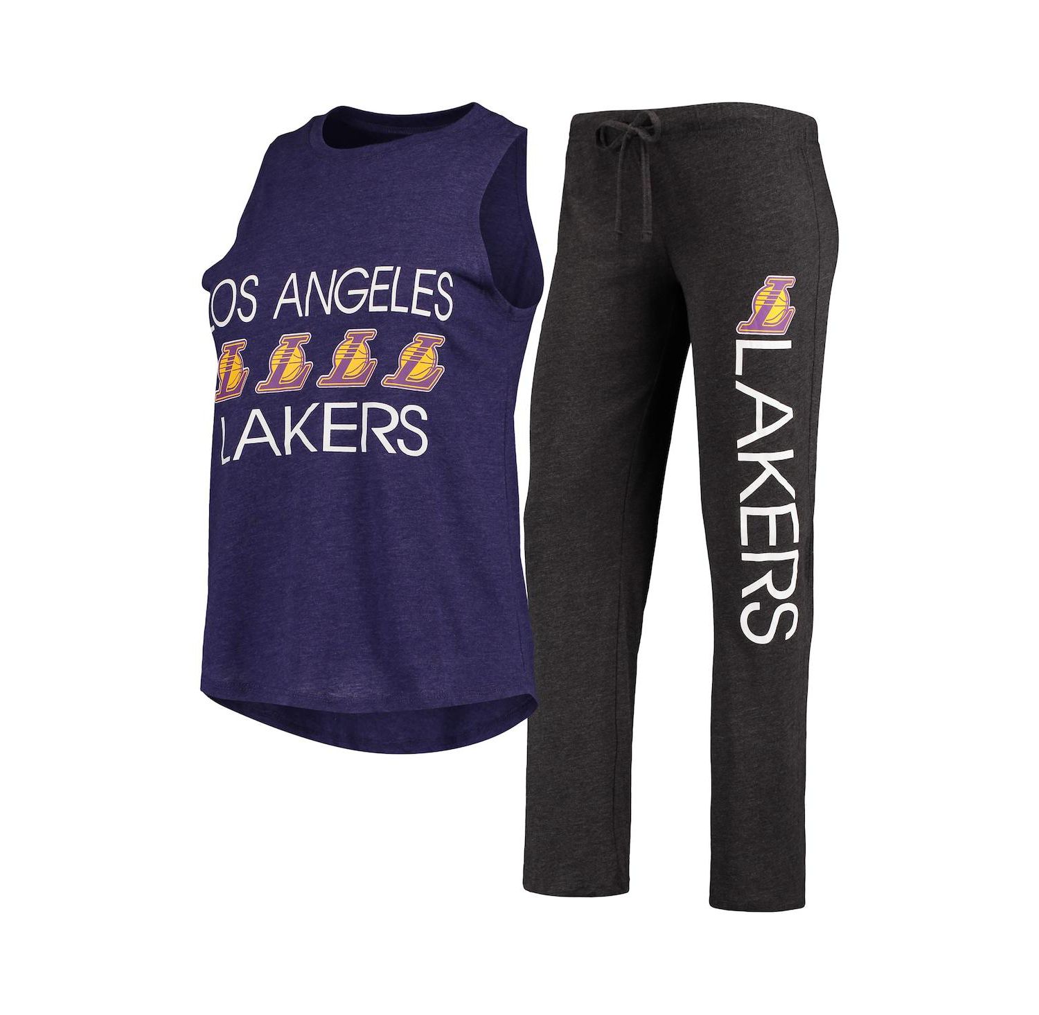 Women's Black, Purple Los Angeles Lakers Tank Top and Pants Sleep Set