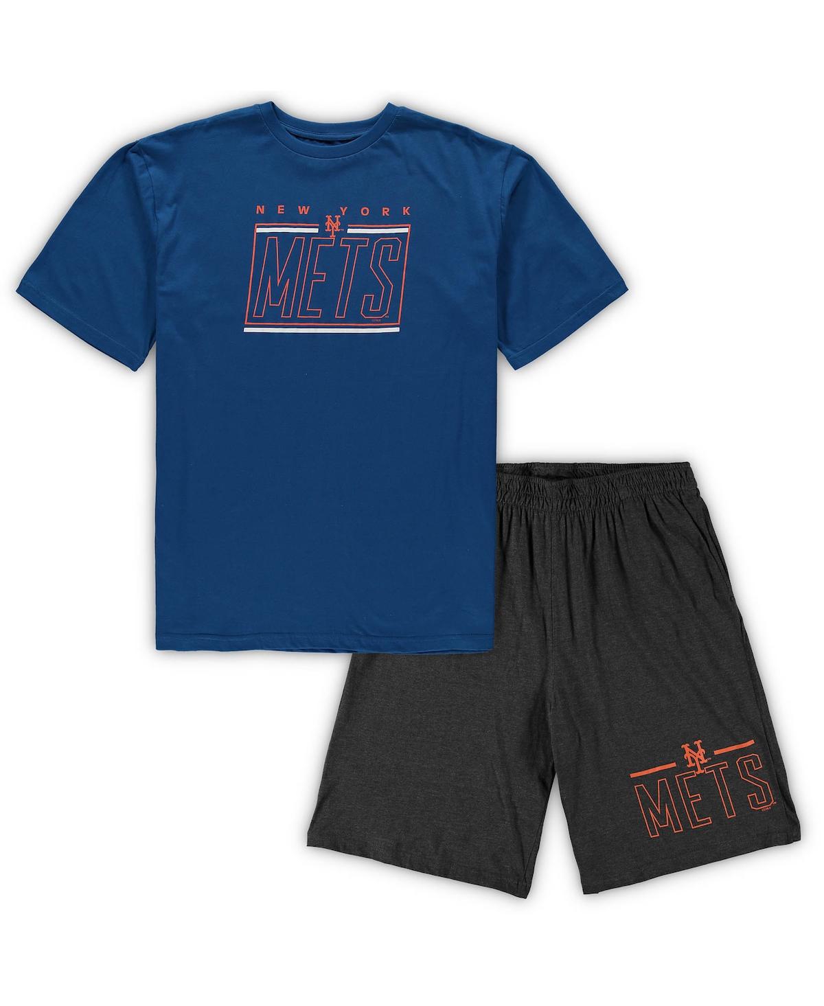 Concepts Sport Men's  Royal, Heathered Charcoal New York Mets Big And Tall T-shirt And Shorts Sleep S In Royal,heathered Charcoal