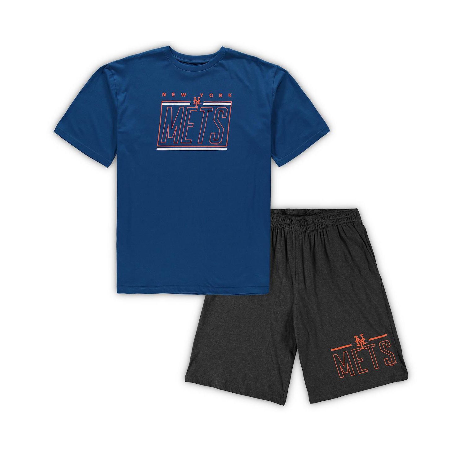 Men's Royal, Heathered Charcoal New York Mets Big and Tall T-shirt and Shorts Sleep Set