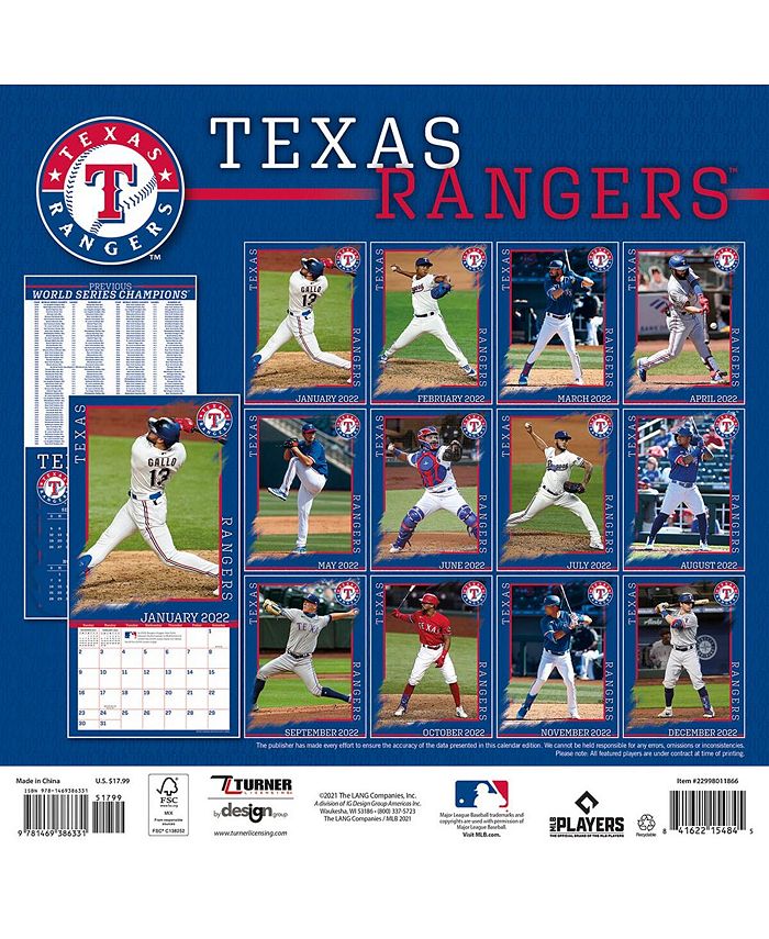 Turner Licensing Texas Rangers 2022 Wall Calendar Macy's