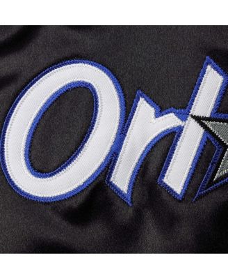 Big Boys Black Orlando Magic Hardwood Classics Satin Raglan Full-Snap Jacket