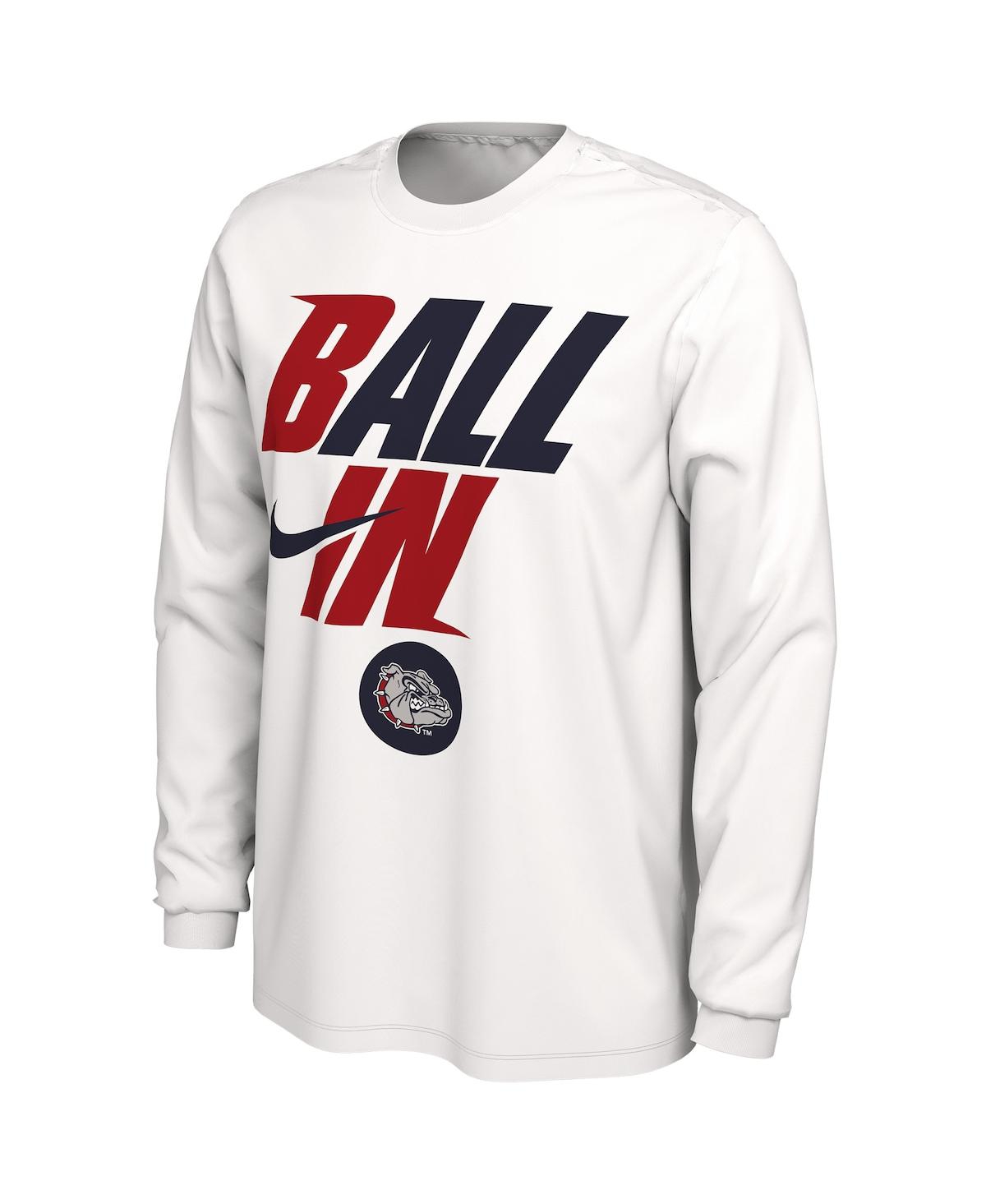 Men's NikeGonzaga Bulldogs Ball In Bench Long Sleeve T-shirt - White