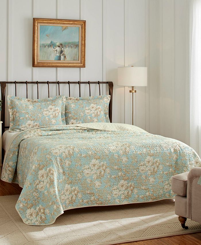 Laura Ashley Brompton Cotton Reversible 3 Piece Quilt Set, King Macy's