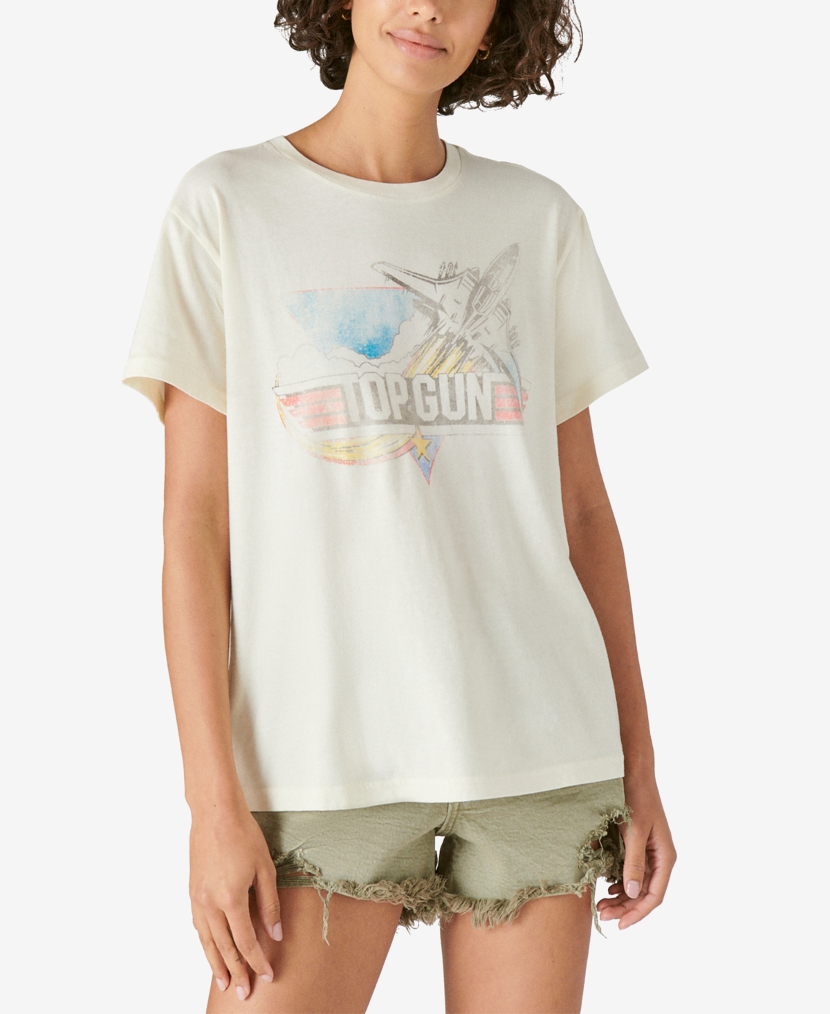 Lucky Brand Women's Cotton Top Gun Graphic T-shirt In Marshmallow