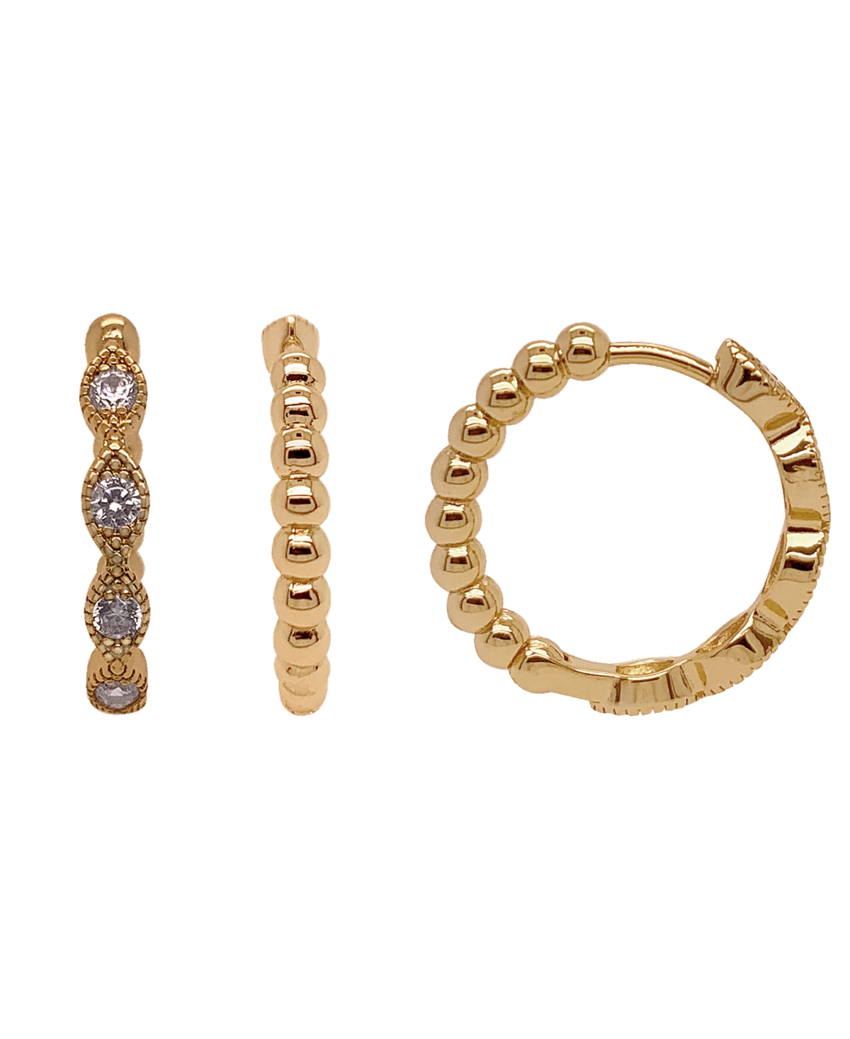 18K Gold Plated Reversible Hoop Earrings - Gold Plated