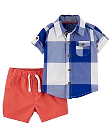 Baby Boys 2-Piece Gingham Top and Shorts Set