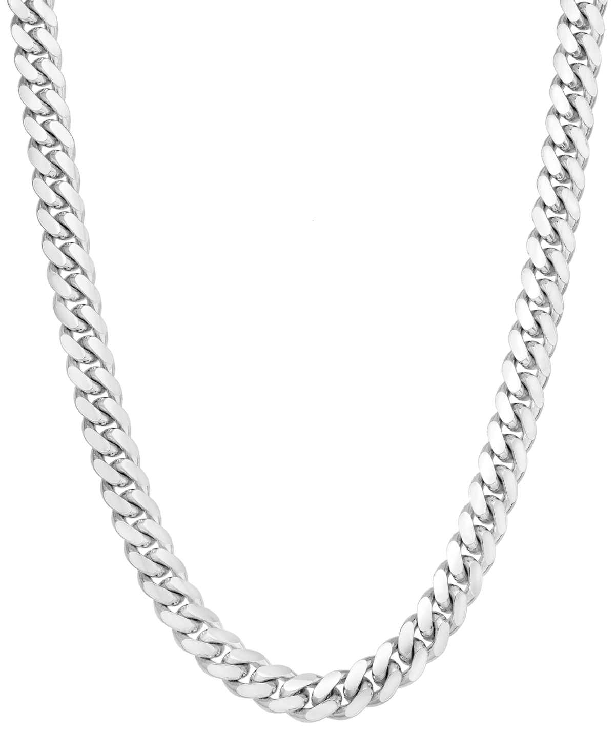 Men's Solid Cuban Link 24" Chain Necklace in Sterling Silver - Silver