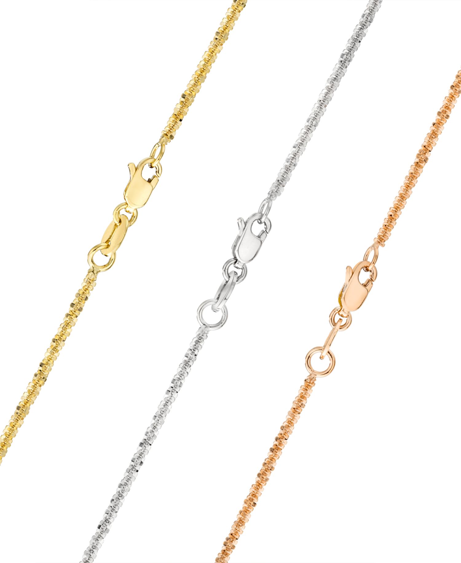 Sparkle Chain Necklace 16"-24" (1-1/2mm) in 14k Yellow Gold, White Gold and Rose Gold