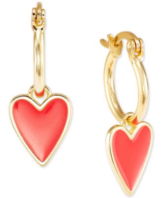 Giani Bernini - Red Enamel Heart Dangle Hoop Drop Earrings in 14K Gold-Plated Sterling Silver