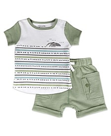 Baby Boys Rhino Print Shorts, 2 Piece Set