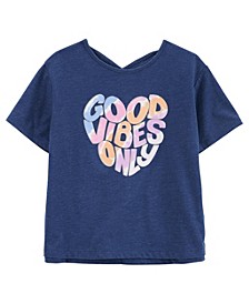 Little Girls Good Vibes Only Open-Back T-shirt