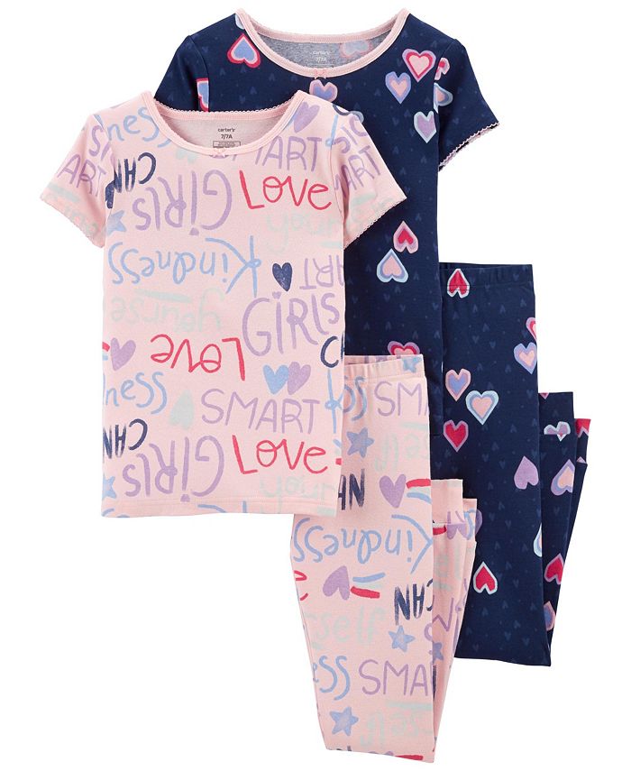 Carter's Big Girls 4Piece Snug Fit Tshirt and Pajama Set Macy's