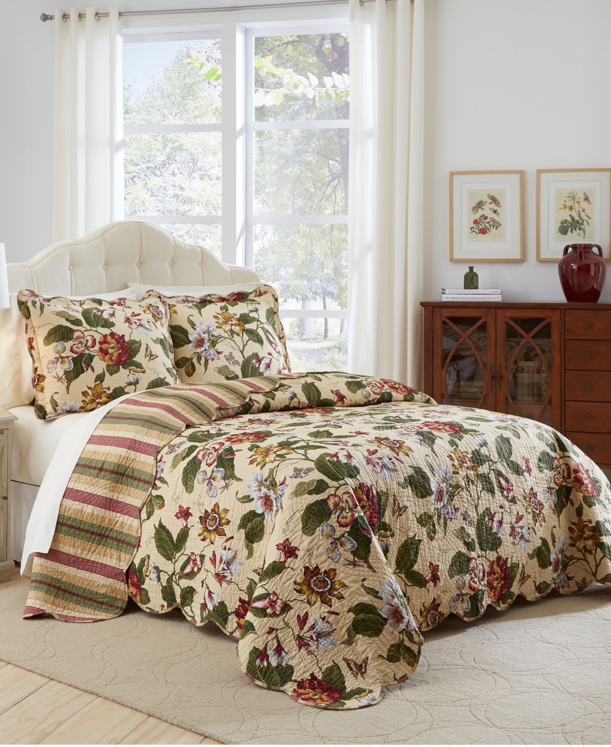 Waverly 3 Piece Laurel Springs Bedspread Set, King In Parchment