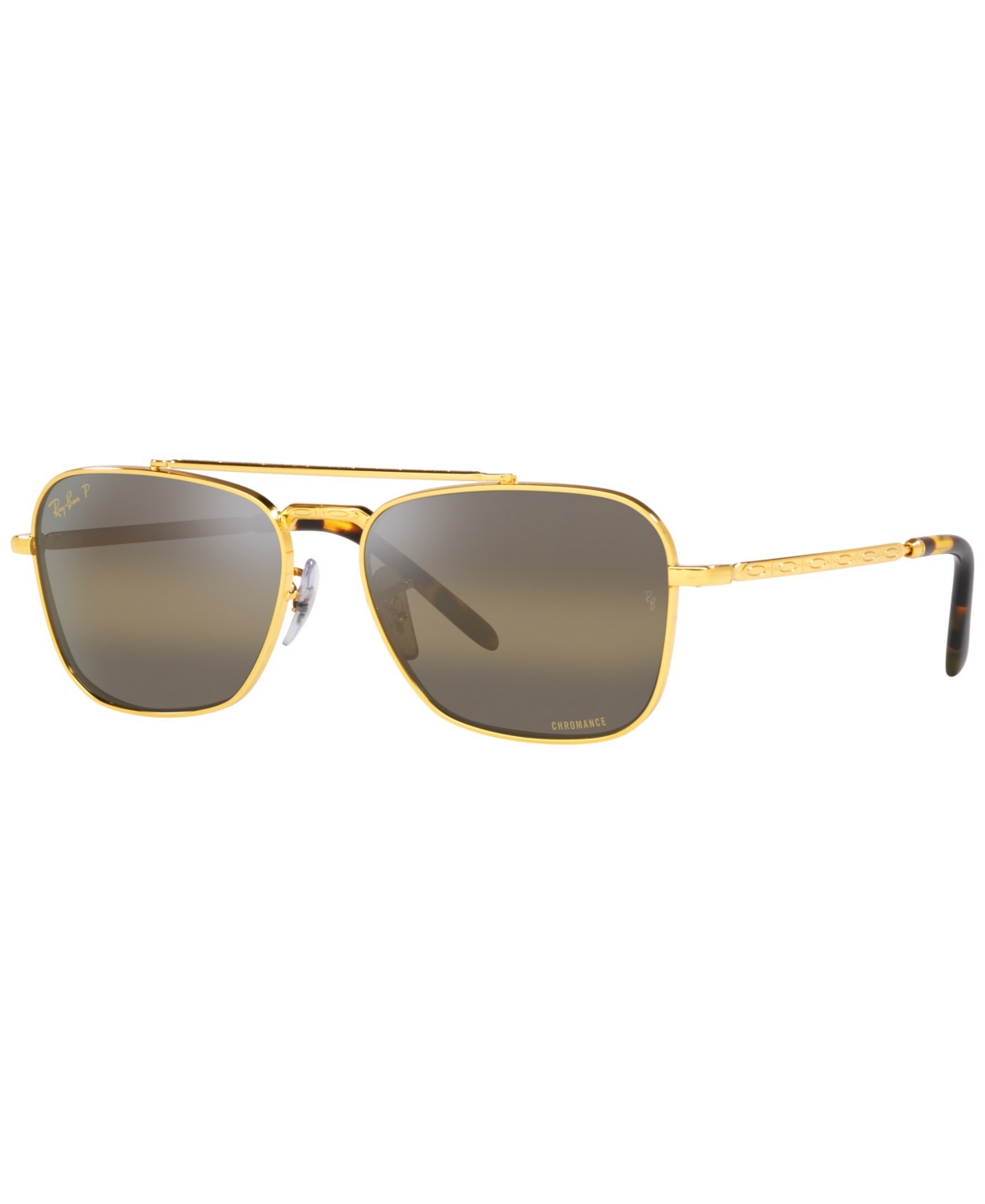 Ray Ban New Caravan Sunglasses Gold Frame Brown Lenses Polarized 58-15 ...