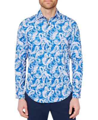 society of threads mens dress shirts Society of Threads PURPLE Men's Slim Fit Paisley L/S Shirt,L 16-16.5 34/35
