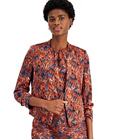 Women's Ikat-Print Scrunch-Sleeve Blazer, Created for Macy's