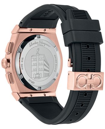 Salvatore Ferragamo - Men's Swiss Chronograph Vega Black Silicone Strap Watch 42mm