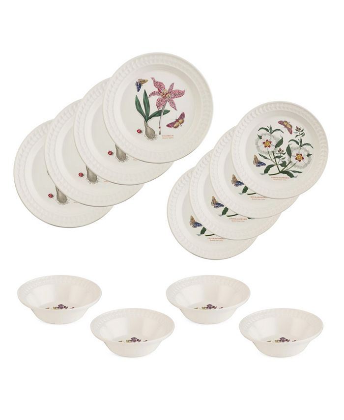 Botanic Garden Harmony Amethyst 12 Piece Dinnerware Set - White