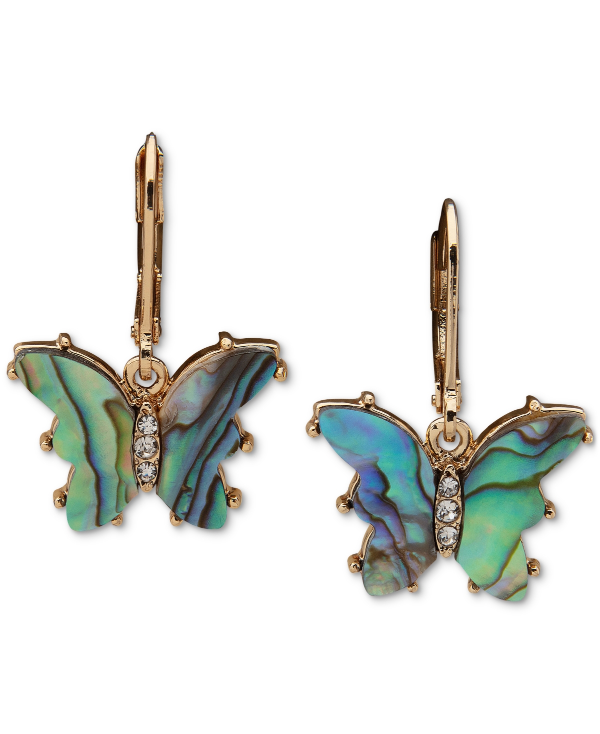 lonna & lilly Gold-Tone Pave & Stone Butterfly Drop Earrings