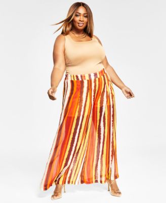 Nina Parker - Trendy Plus Size Pull-On Chiffon Pants