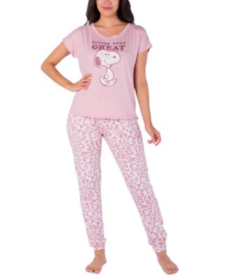 Munki Munki Women's Snoopy Leopard-Print Pajama Set - Macy's