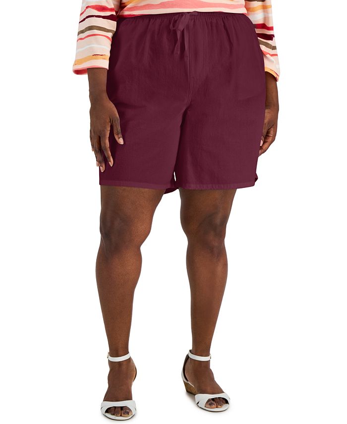 Karen Scott Plus Size Gemma Cotton Shorts, Created for Macy's Macy's