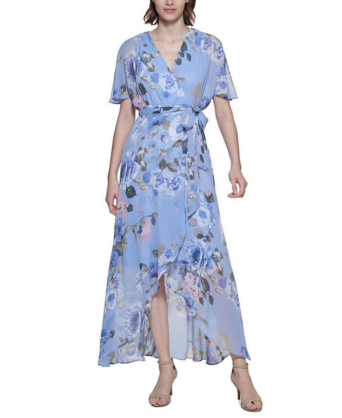 Jessica Howard Petite High-Low Wrap Maxi Dress - Macy's