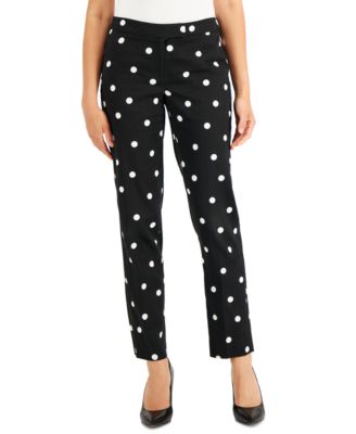 Anne Klein - Women's Dot-Print Straight-Leg Pants