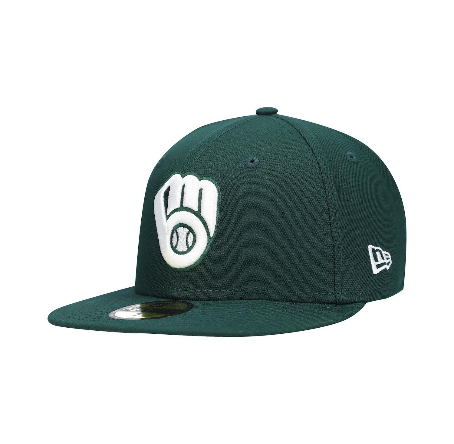 Men's Green Milwaukee Brewers Logo White 59Fifty Fitted Hat