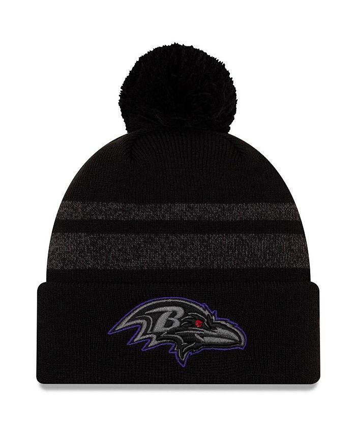 New Era Men's Black Baltimore Ravens Dispatch Cuffed Knit Hat With Pom ...